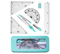 Ruler Protractor Set, Multifunctional Geometry Math Kit with Compass, Triangles, and Measuring Tools for Students, Drawing, Classroom Projects, and Technical Illustrations 18.5x7.7x2cm
