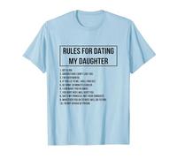 Rules For Dating My Daughter Novelty Graphic Cool Designs Camiseta, Hombre, Azul Bebé, L