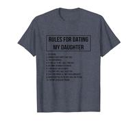 Rules For Dating My Daughter Novelty Graphic Cool Designs Camiseta, Hombre, Azul Jaspeado, L