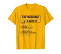 Rules For Dating My Daughter Novelty Graphic Cool Designs Camiseta, Hombre, Dorado Brillante, XL