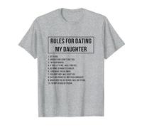 Rules For Dating My Daughter Novelty Graphic Cool Designs Camiseta, Hombre, Gris Jaspeado, 5XL