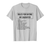 Rules For Dating My Daughter Novelty Graphic Cool Designs Camiseta, Hombre, Plata, 3XL
