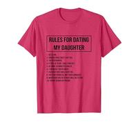 Rules For Dating My Daughter Novelty Graphic Cool Designs Camiseta, Hombre, Rojo Jaspeado, 3XL