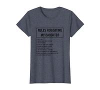 Rules For Dating My Daughter Novelty Graphic Cool Designs Camiseta, Mujer, Azul Jaspeado, XS