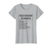 Rules For Dating My Daughter Novelty Graphic Cool Designs Camiseta, Mujer, Gris Jaspeado, XL