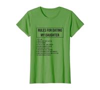 Rules For Dating My Daughter Novelty Graphic Cool Designs Camiseta, Mujer, Hierba, XL