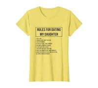 Rules For Dating My Daughter Novelty Graphic Cool Designs Camiseta, Mujer, Limón, L