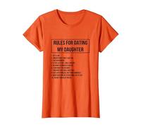 Rules For Dating My Daughter Novelty Graphic Cool Designs Camiseta, Mujer, Naranja, 3XL