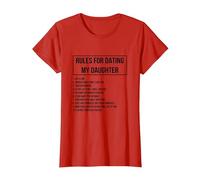 Rules For Dating My Daughter Novelty Graphic Cool Designs Camiseta, Mujer, Rojo, 3XL