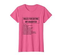 Rules For Dating My Daughter Novelty Graphic Cool Designs Camiseta, Mujer, Rosa Jaspeado, XL