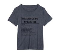 Rules For Dating My Daughter Novelty Graphic Cool Designs Camiseta, Mujer Tallas Grandes, Azul Jaspeado, 1XL Grande