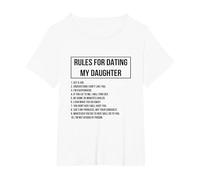Rules For Dating My Daughter Novelty Graphic Cool Designs Camiseta, Mujer Tallas Grandes, Blanco, 6XL Grande