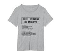 Rules For Dating My Daughter Novelty Graphic Cool Designs Camiseta, Mujer Tallas Grandes, Gris Jaspeado, 1XL Grande