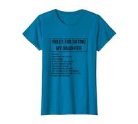 Rules For Dating My Daughter Novelty Graphic Cool Designs Camiseta, Mujer, Zafiro, L