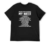 Rules for Dating My Niece T-Shirt Man's Fashion Cotton Black Clothes, Negro , M