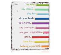Rules Pencil Quote Metal Tin Sign 8x12 Inch