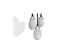 Rullo di giada bianca Yoni uova Tablero GuaSha Gouache raschietto Set cristallo naturale pietra viso rullo massaggiatore Kegel esercizio palla di giada-type 3