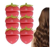 Rulos para el Cabello con Diseño de Fresa | 6 Piezas Con Espuma Suave De Esponja, Sin Calor | Tirabuzones De Fresa Para Pelo Largo - para Mujeres Madre Hija Novia Niñas y Regalo