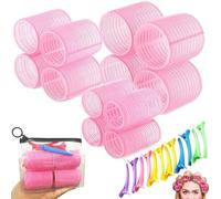 Rulos Pelo Grandes Set con Clips/Bolsa, Autoadhesivas Rizador de Pelo Sin Calor, Heatless Hair Curlers, Rizos Sin Calor, Bigudies para Rizar Pelo, Hair Rollers de Ondas para Cabello Largo/Medi/Corto