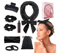 Rulos pelo,Rizador pelo ondas, Rulos pelo grandes,Ondas sin calor,Con Clip y Cinta para Hacer Ondas y Diadema de pelo,Rizador de Pelo Sin Calor Varilla Para Rizar de Gel,Terciopelo (negro)