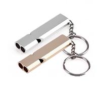 Ruluti 2pcs Portable 150db Double Pipe High Decibel Outdoor Camping Hiking Survival Whistle Double-Frequency Emergency Whistle Keychain