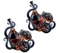 Rum Edition 3D Octopus Bottle,Deep Sea Nautical Art Decor Glass Decanter,Sculpted Tentacle Design Bottle Holder Shaped Decanter, for Wine,Whiskey,Home,Kitchen,Office Desk Ornament