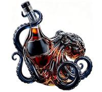 Rum Edition 3D Octopus Bottle,Deep Sea Nautical Art Decor Glass Decanter,Sculpted Tentacle Design Bottle Holder Shaped Decanter, for Wine,Whiskey,Home,Kitchen,Office Desk Ornament