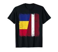 Rumania Letonia Media Bandera Rumana Letona Herencia Camiseta