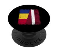 Rumania Letonia Media Bandera Rumana Letona Herencia PopSockets PopGrip Adhesivo