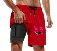 RUMAOZIA Bañador para hombre, moderno, holgado, pantalones cortos de playa, 3D, divertidos, estampado sonriente, bermudas, pantalones cortos de verano, hip hop, transpirables, pantalones cortos