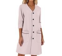 RUMAOZIA Bata de laboratorio blanca para mujer, manga 3/4, abrigo de tiempo libre, bata de médico, para mujer, ligero, informal, vestido informal, diseño cómodo, diario, uniforme médico para