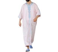 RUMAOZIA Bata musulmana para hombre musulmana kaftan abaya árabe thobe oriente medio Dubai ropa árabe soporte cuello apliques saudi kandoura caftan túnica ropa de oración para hombres, P Rosa, XL