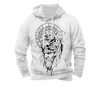 RUMAOZIA Berserker Sudadera vikinga para hombre con estampado 3D, mitología nórdica, runas de longitud media, sudadera con capucha y proverbios, cosplay, sudadera con capucha Walhalla, sudadera con