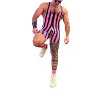 RUMAOZIA Body de lucha libre para hombre, uniforme de lucha libre, corte ajustado, traje deportivo de una pieza, sin mangas, camiseta de lucha activa para levantamiento de pesas, caliente, rosa, L