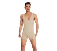 RUMAOZIA Body para hombre, mono suave, body para hombre, body de una pieza, ropa interior, ajustado, deportivo, sin mangas, camiseta de lucha activa, para levantamiento de pesas, mono, caqui, L