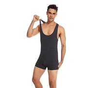 RUMAOZIA Body para hombre, mono suave, body para hombre, body de una pieza, ropa interior, ajustado, deportivo, sin mangas, camiseta de lucha activa, para levantamiento de pesas, mono, Negro , L