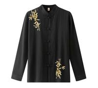 RUMAOZIA Camisa de lino para hombre, estilo chino, camiseta de ocio, cuello alto, camiseta deportiva con botón, sudadera grande, sudadera de manga larga, disfraz de artes marciales, Kung Fu Tai Chi