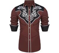 RUMAOZIA Camisas de vaquero occidental para hombre, con botones de manga larga, camisas de trabajo para hombres, retro, de manga larga, con bordado, estampadas, camisas de vaquero, cowboy country,