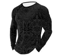 RUMAOZIA Camiseta vikinga para hombre, tatuaje de lobo impreso, camiseta de manga larga, mitología nórdica, cosplay, suéter vikingo, camiseta de manga larga, sudadera medieval, suéter de trabajo