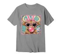 RUMAOZIA Camisetas de algodón para hombre, diseño de conejito de Pascua, coqueta, estética, Happy Easter Day, camiseta colorida con gráficos de festivales, camiseta cómoda, suave, transpirable, O gris