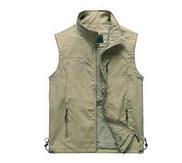 RUMAOZIA Chaleco de pesca para hombre, de verano, para exteriores, sin mangas, con muchos bolsillos, de algodón, para tiempo libre, reportero, chaleco multifunción, ligero, para camping, senderismo, O