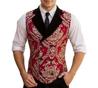 RUMAOZIA Chaleco sin mangas para hombre, estilo medieval, vintage, con botones, gótico, túnica de caballero, renacentista, steampunk, victoriano, vikingo, retro, O rojo., 3XL