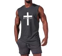 RUMAOZIA Chaleco sin mangas para hombre verano estampado cruzado gráfico camisetas de tirantes Jesús Cruz fe chaleco impreso camisas deportivas camisas medievales vintage vikingo camiseta sin mangas