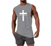 RUMAOZIA Chaleco sin mangas para hombre verano estampado cruzado gráfico camisetas de tirantes Jesús Cruz fe chaleco impreso camisas deportivas camisas medievales vintage vikingo camiseta sin mangas