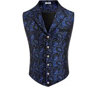 RUMAOZIA Chaleco vintage para hombre, steampunk, gótico, cuello alto, botón, corbata, chaleco gótico, steampunk, medieval, Oktoberfest, chaleco renacentista, chaleco de cuero para carnaval, Halloween,