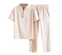 RUMAOZIA Chándal de dos piezas para hombre de algodón Tai Chi, uniforme de artes marciales, transpirable, manga corta, uniforme de meditación, uniforme de meditación, traje de Kung Fu chino, traje