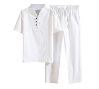 RUMAOZIA Chándal de dos piezas para hombre de algodón Tai Chi, uniforme de artes marciales, transpirable, manga corta, uniforme de meditación, uniforme de meditación, traje de Kung Fu chino, traje