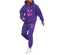 RUMAOZIA Chándal para hombre Halloween Chándal de 2 piezas con capucha y pantalones de chándal Smiling Face Smile Trend Fashion Streetstyle Print Y2K Hip Hop Tracksuit Baggy Streetwear Sportanzug