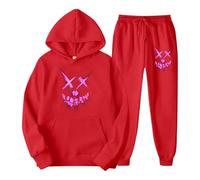 RUMAOZIA Chándal para hombre Halloween Chándal de 2 piezas con capucha y pantalones de chándal Smiling Face Smile Trend Fashion Streetstyle Print Y2K Hip Hop Tracksuit Baggy Streetwear Sportanzug