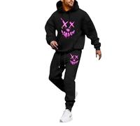 RUMAOZIA Chándal para hombre Halloween Chándal de 2 piezas con capucha y pantalones de chándal Smiling Face Smile Trend Fashion Streetstyle Print Y2K Hip Hop Tracksuit Baggy Streetwear Sportanzug